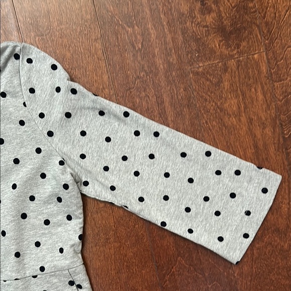 Boden Women’s Gray Dress with Navy Flocked Polka Dots, Comfy and Chic, Size 8 - Picture 6 of 15